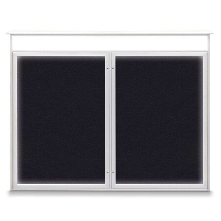 United Visual Products Double Door Enclosed Indoor Letterboard UV1127-WHITE-BLACK